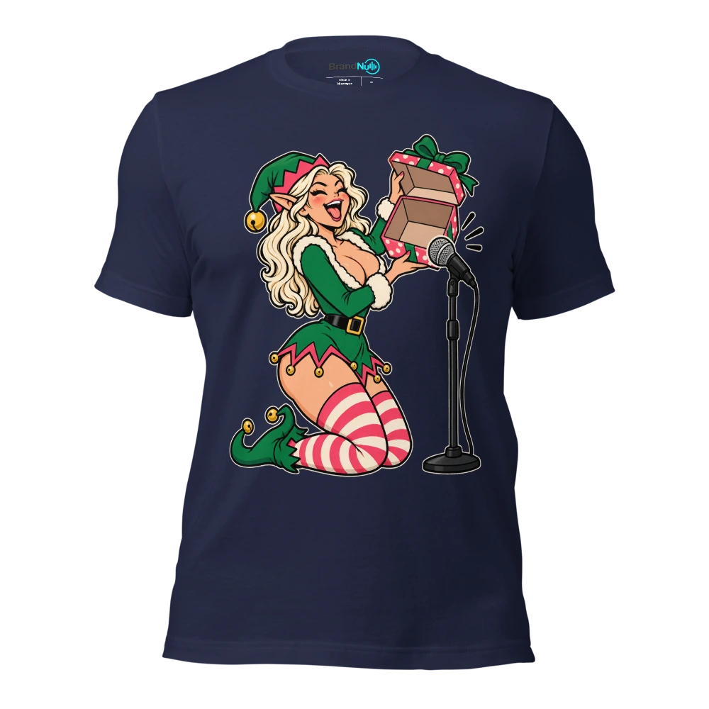 THIS ELF HAS GIVEN ME EXPOSURE FOR CHRISTMAS T Shirt Navy Front