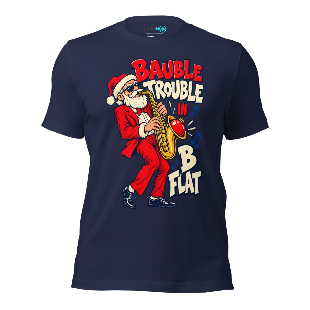 BAUBLE TROUBLE IN B FLAT T Shirt Navy Front