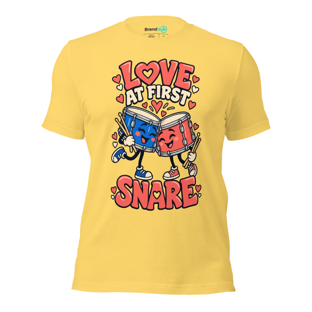 LOVE AT FIRST SNARE T Shirt Yellow Front