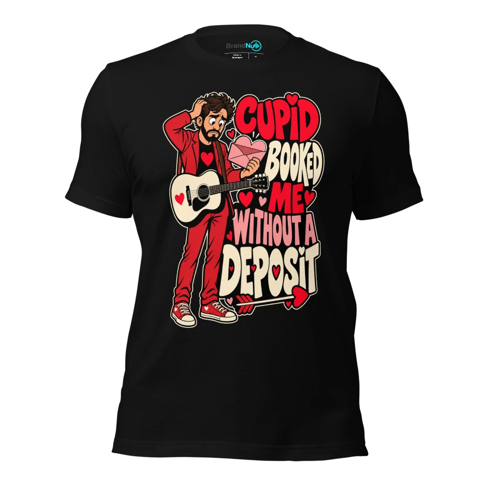 CUPID BOOKED ME WITHOUT A DEPOSIT T Shirt Black Front