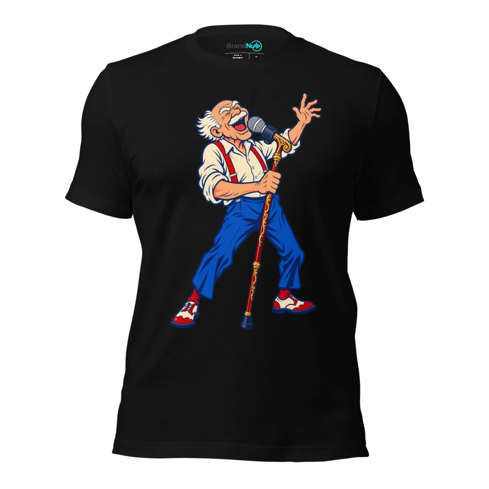 THIS WALKING STICK HAS A MICROPHONE CLIP T Shirt Black Front