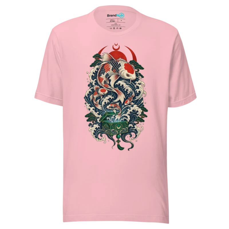 Big Fish Small Fish Cardboard Box T Shirt - Rave Koi Edition - Pink