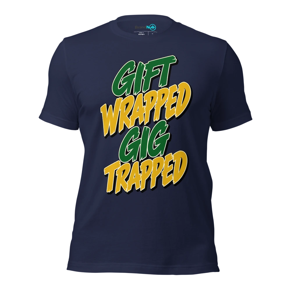 GIFT WRAPPED GIG TRAPPED T Shirt Navy Front