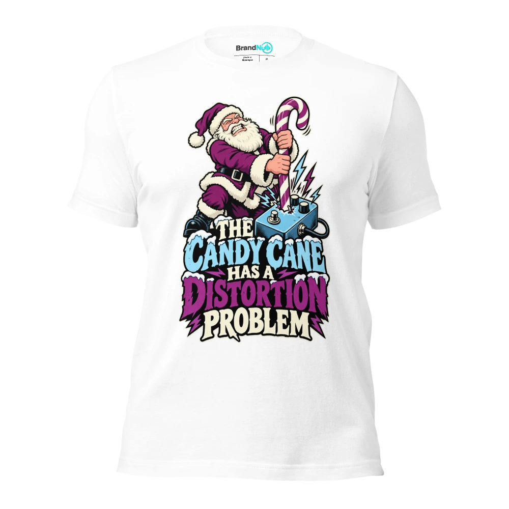 THE CANDY CANE HAS A DISTORTION PROBLEM T Shirt White Front