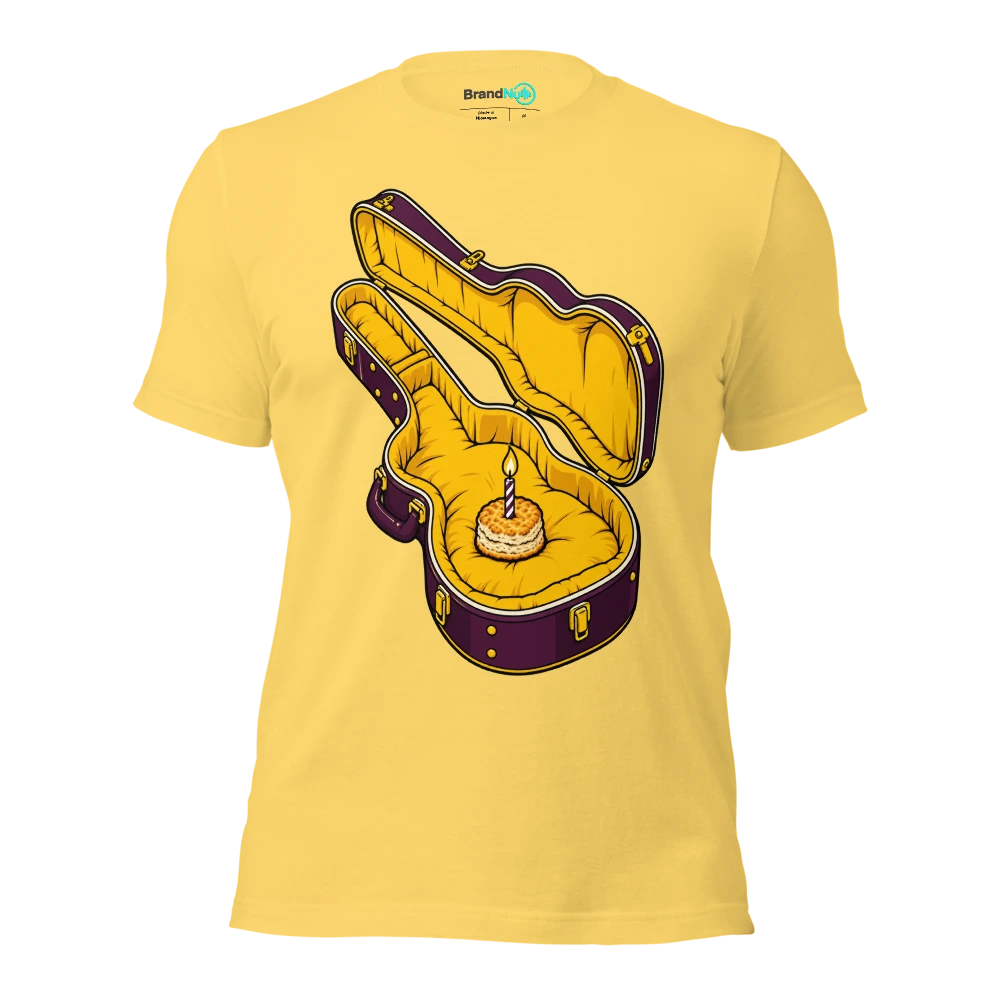 THE BAND RIDER HAS ONE BISCUIT AND A CANDLE T Shirt Yellow Front