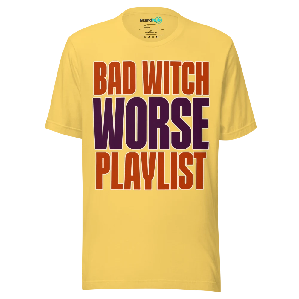 BAD WITCH WORSE PLAYLIST T Shirt Yellow Front