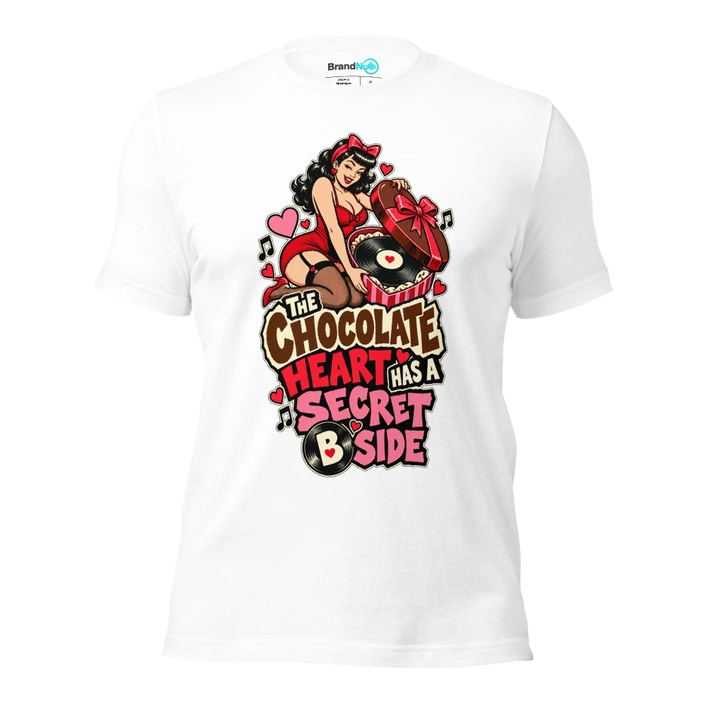 THE CHOCOLATE HEART HAS A SECRET B SIDE T Shirt White Front