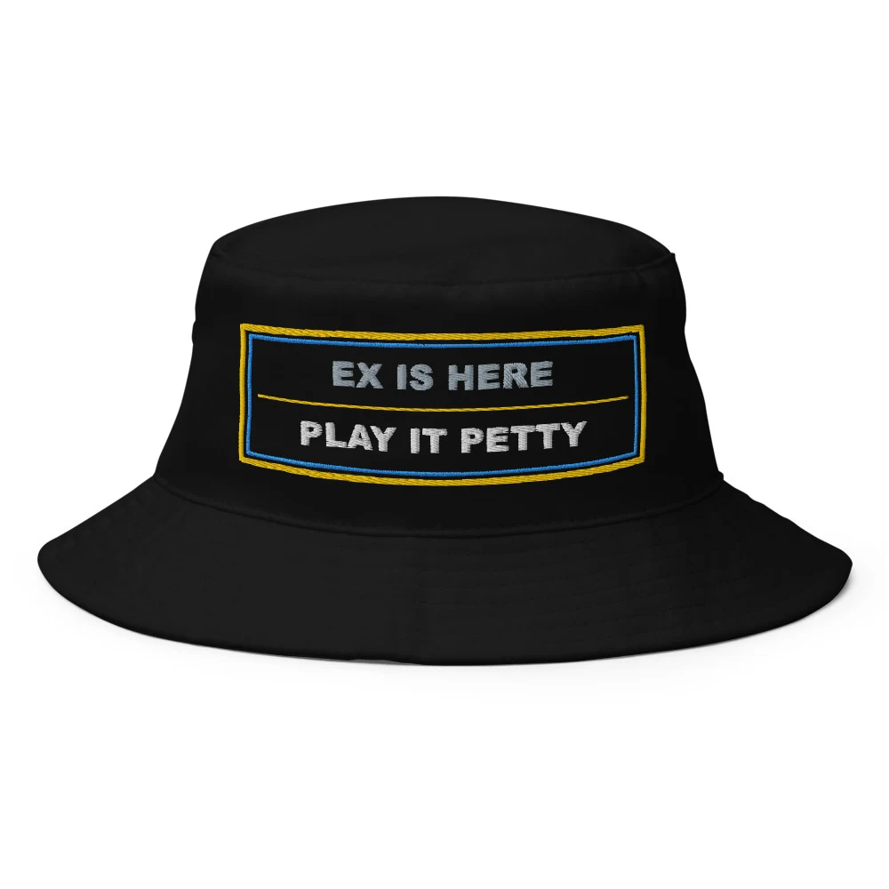 Ex Is Here Play It Petty Bucket Hat Black front view