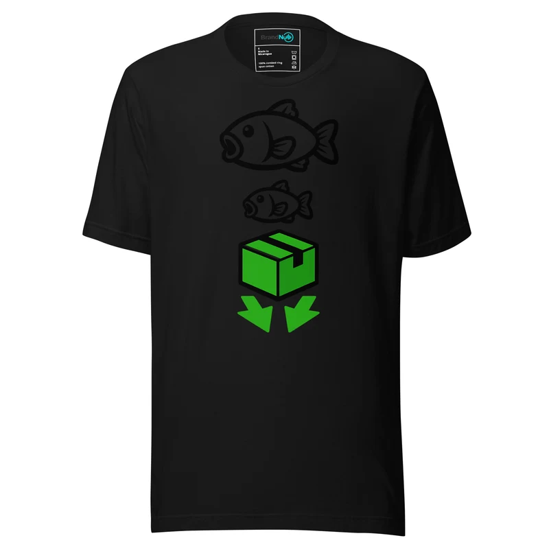 Big Fish Small Fish Cardboard Box T Shirt – UK Rave Move - Black