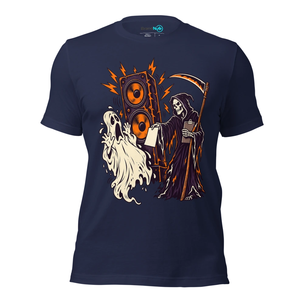 MY AFTERLIFE HAS A NOISE COMPLAINT T Shirt - Navy - front - Ghost 2