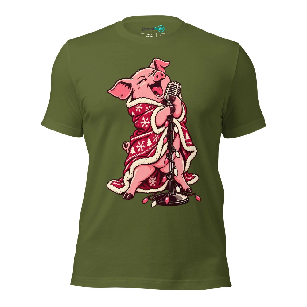 THE PIG IN A BLANKET WANTS AN ENCORE T Shirt Olive Front