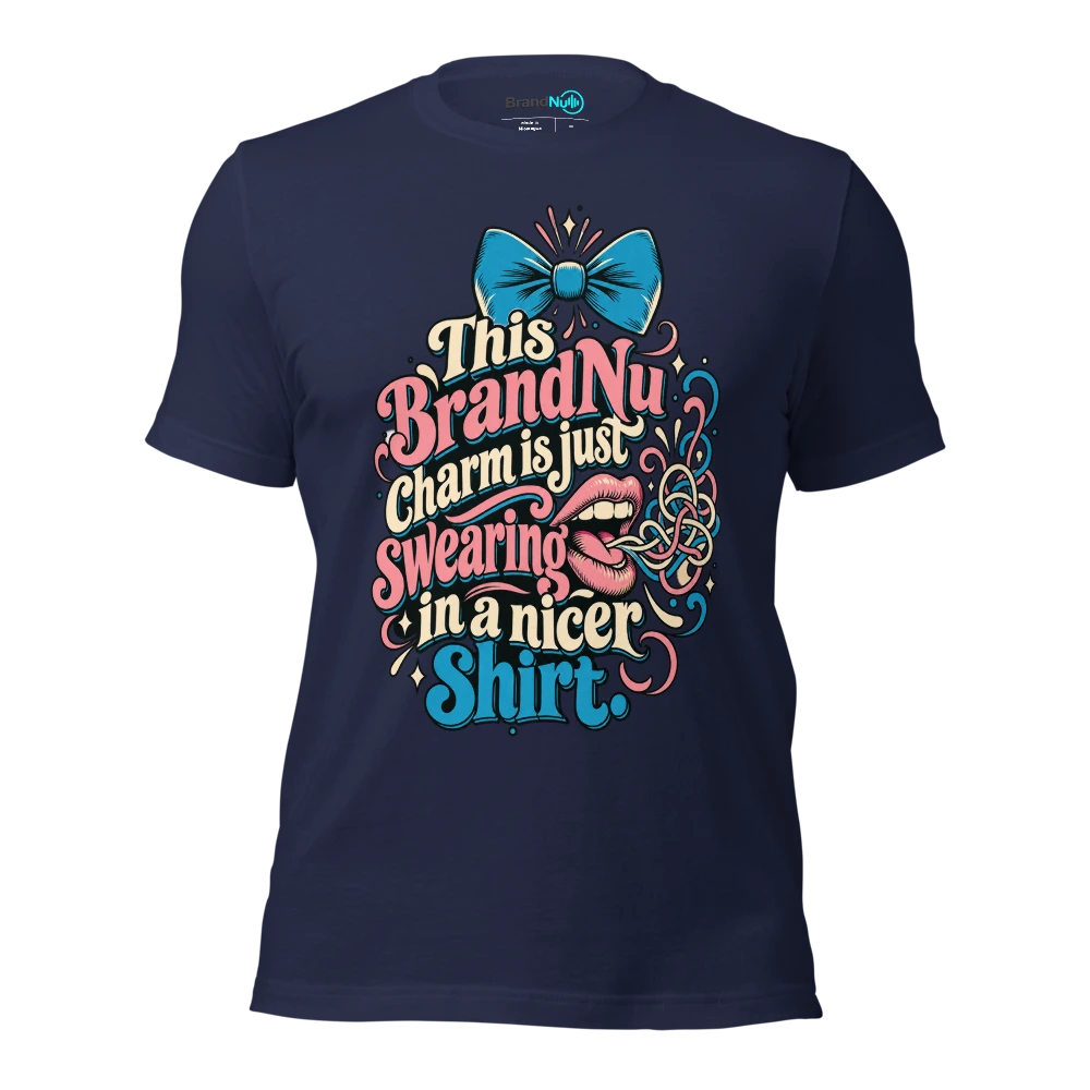 This BrandNu charm is just swearing in a nicer shirt T Shirt Navy Front
