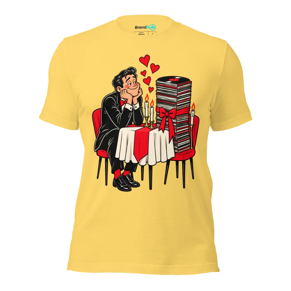 THE CANDLELIT DINNER IS FOR MY RECORD COLLECTION T Shirt Yellow Front
