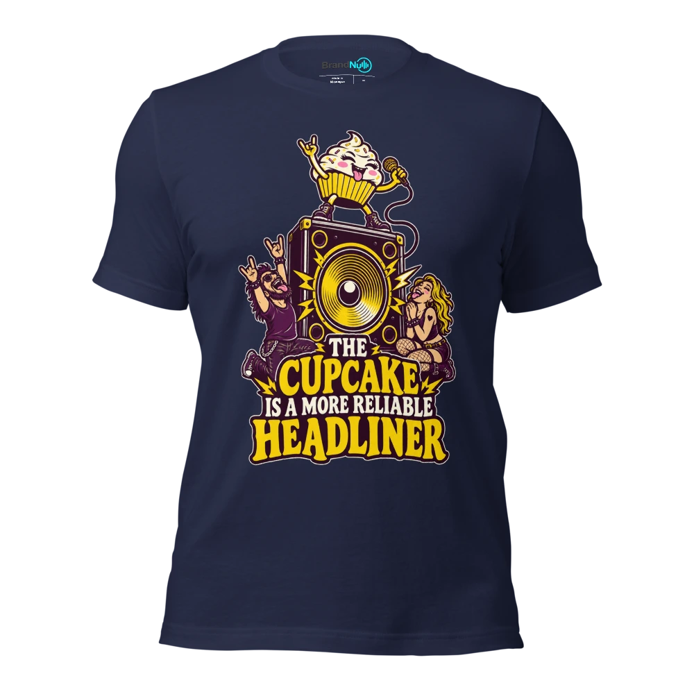 THE CUPCAKE IS A MORE RELIABLE HEADLINER T Shirt Navy Front