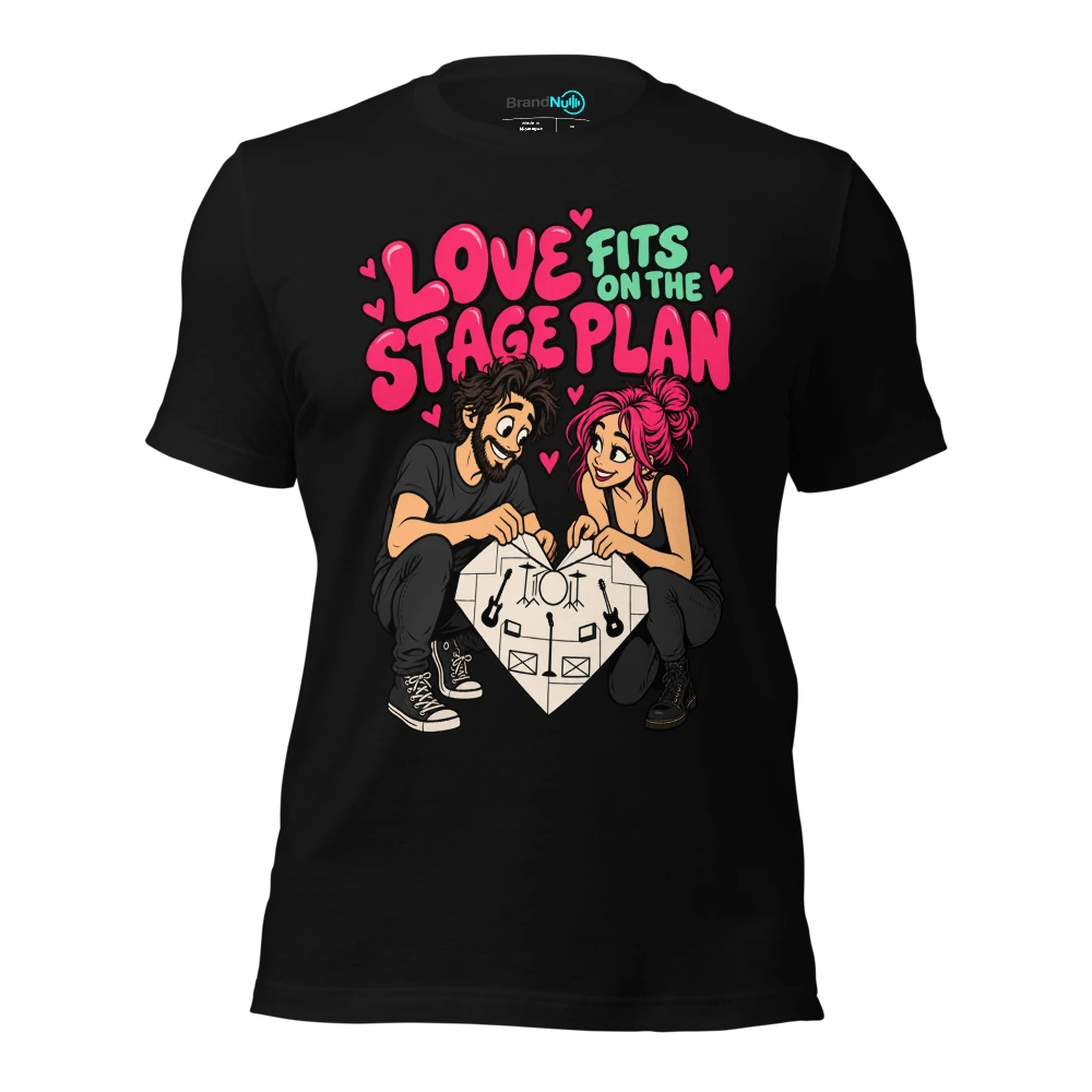 LOVE FITS ON THE STAGE PLAN T Shirt Black Front