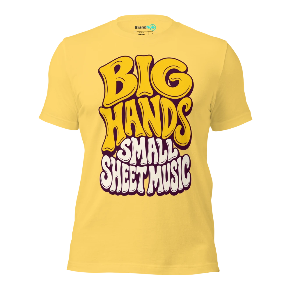 BIG HANDS SMALL SHEET MUSIC T Shirt Yellow Front