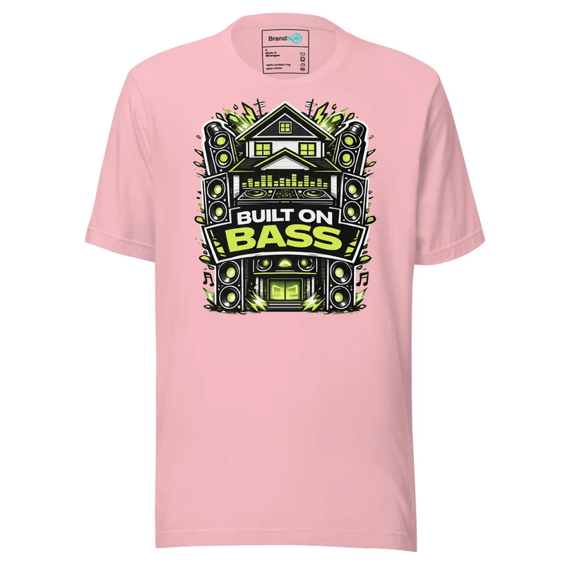 Built on Bass Smiley Full Back Green Screen T-Shirt - Pink