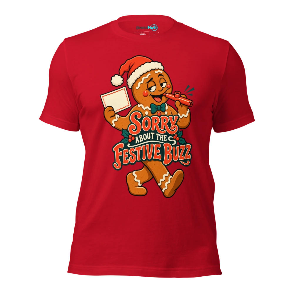 SORRY ABOUT THE FESTIVE BUZZ T Shirt Red Front