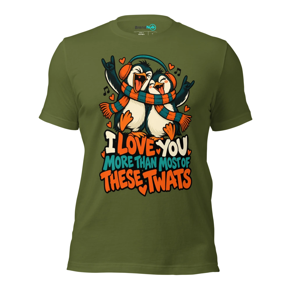 I LOVE YOU MORE THAN MOST OF THESE TWATS T Shirt Olive Front