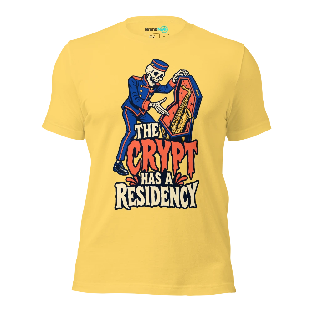 THE CRYPT HAS A RESIDENCY T Shirt Yellow Front