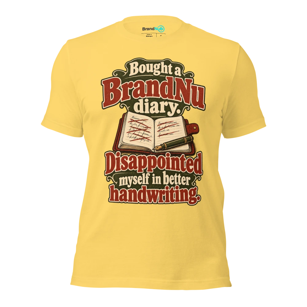 Bought a BrandNu diary. Disappointed myself in better handwriting T Shirt Yellow Front
