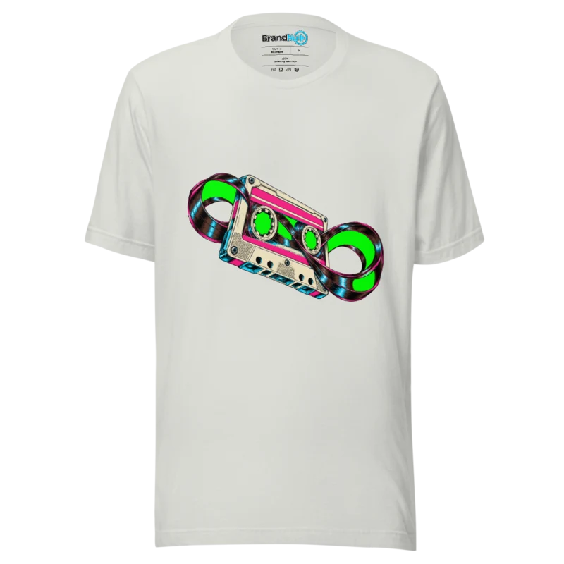 Cassette Wormhole – Electronic Music Graphic T Shirt Silver