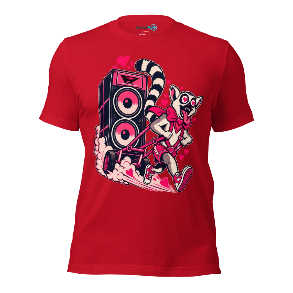 THE LOVESTRUCK LEMUR HAS REQUESTED SPEED GARAGE T Shirt Red Front