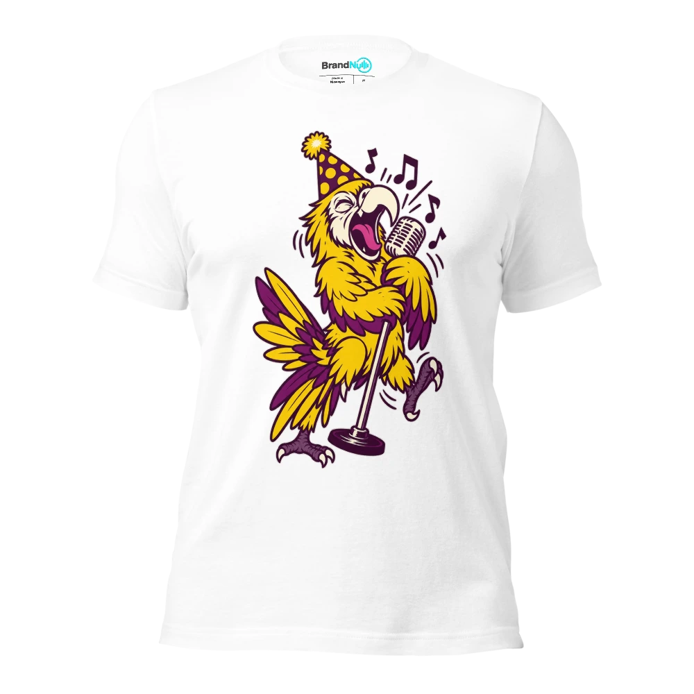 THE BIRTHDAY PARROT HAS LEARNED ONLY THE CHORUS T Shirt White Front