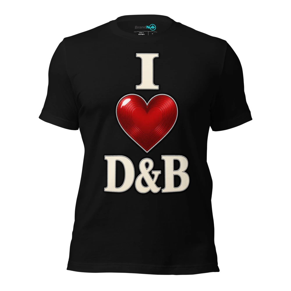 I Love Drum and Bass DnB T-SHIRT Minimal Heart Rave Edition