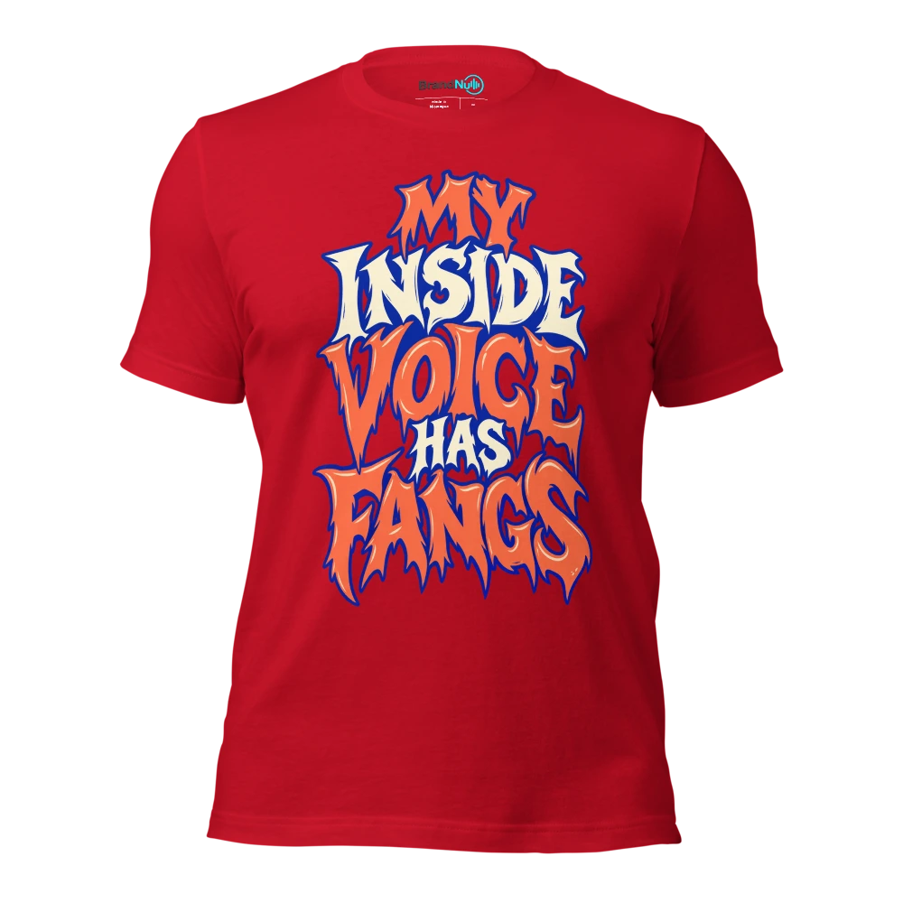 MY INSIDE VOICE HAS FANGS T Shirt Red Front