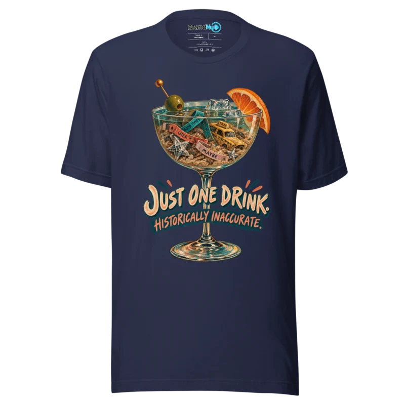BrandNu Just One Drink – Rave Slogan T-Shirt - Navy