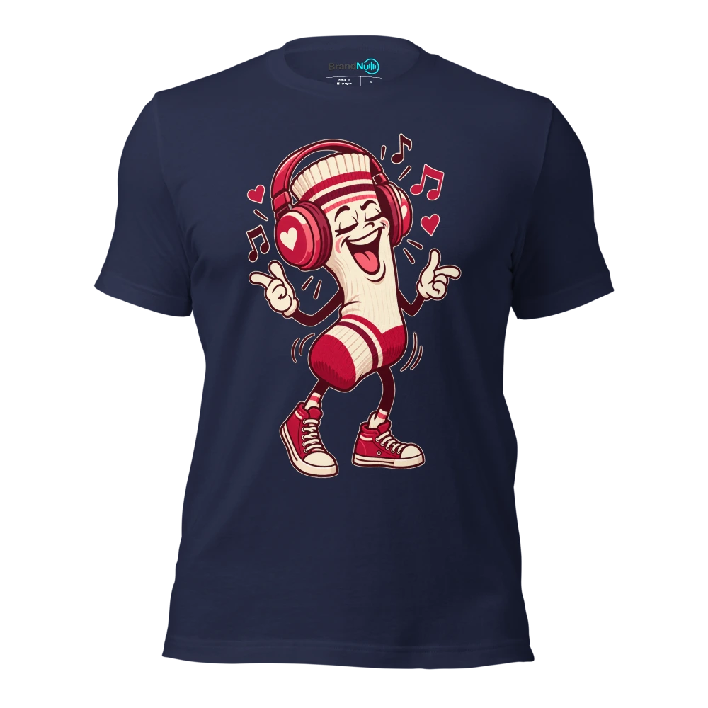 THE SINGLE SOCK HAS EXCELLENT MUSIC TASTE T Shirt Navy Front