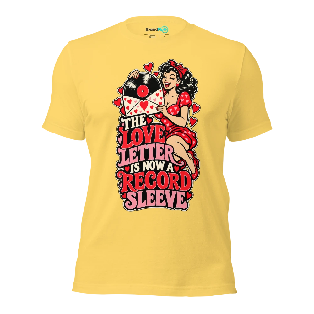 THE LOVE LETTER IS NOW A RECORD SLEEVE T Shirt Yellow Front