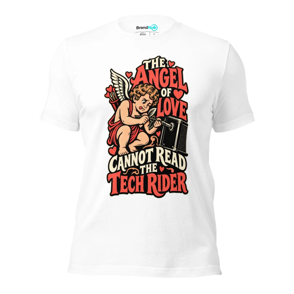 THE ANGEL OF LOVE CANNOT READ THE TECH RIDER T Shirt White Front
