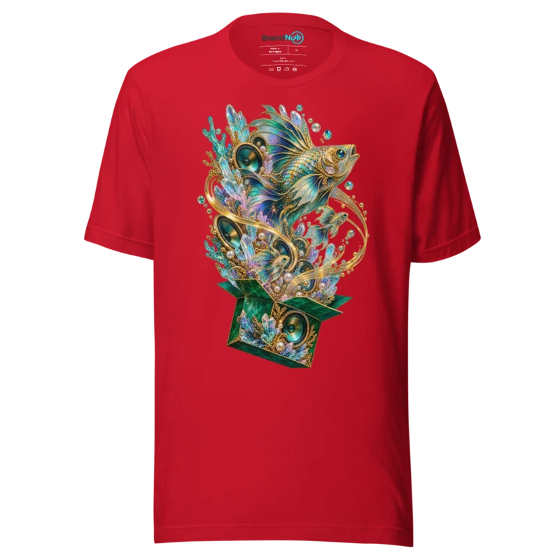 Big Fish Small Fish Cardboard Box T Shirt - Crystal Rave Dance Edition - Red