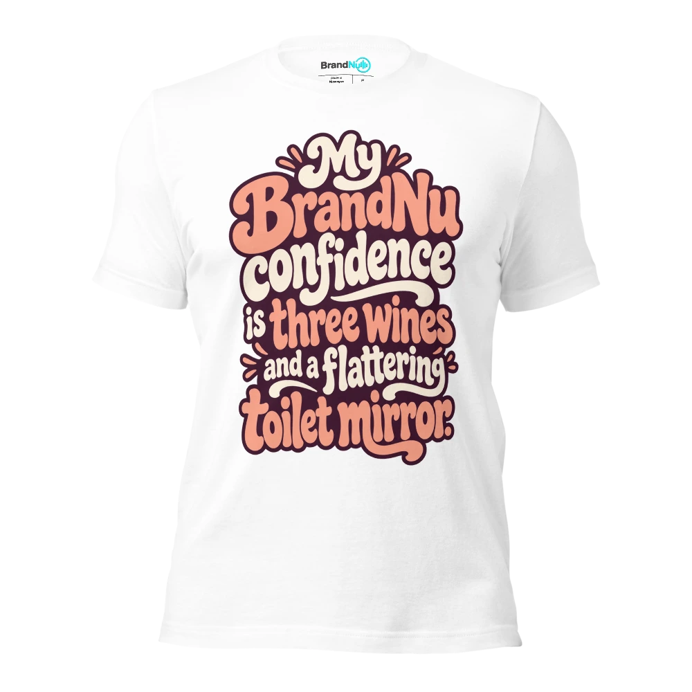 My BrandNu confidence is three wines and a flattering toilet mirror T Shirt White Front