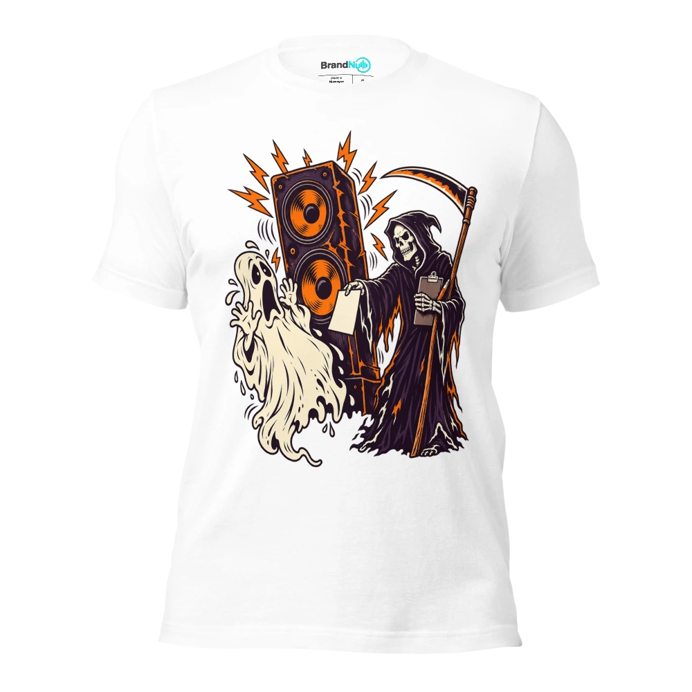 MY AFTERLIFE HAS A NOISE COMPLAINT T Shirt - White - front - Ghost 2