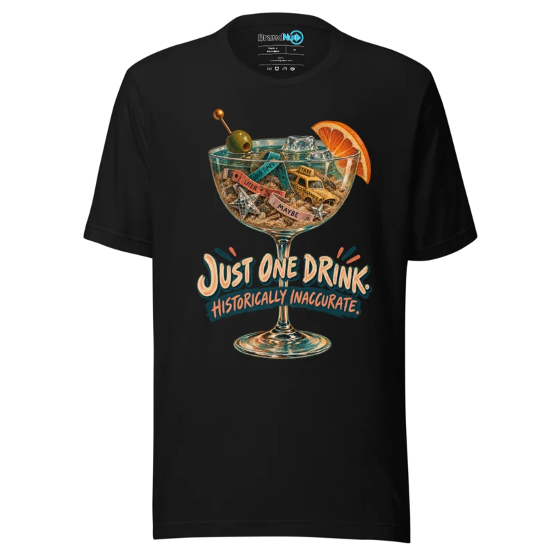 BrandNu Just One Drink – Rave Slogan T-Shirt - Black