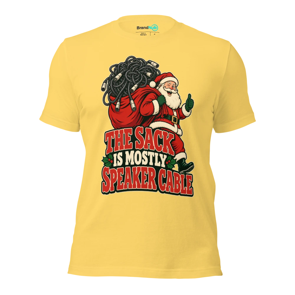 THE SACK IS MOSTLY SPEAKER CABLE T Shirt Yellow Front