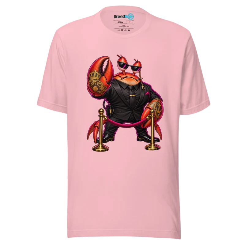BrandNu Nightclub Security Crab T-Shirt - Pink - Front