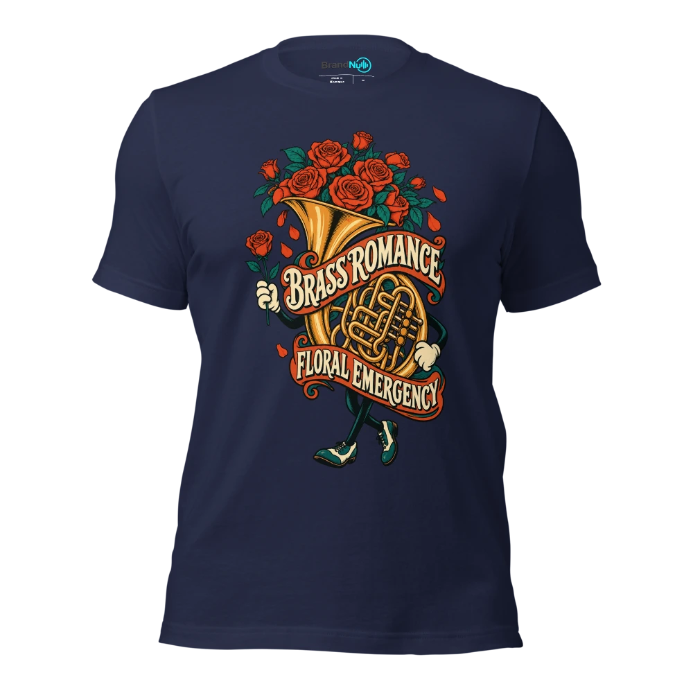 BRASS ROMANCE FLORAL EMERGENCY T Shirt Navy Front