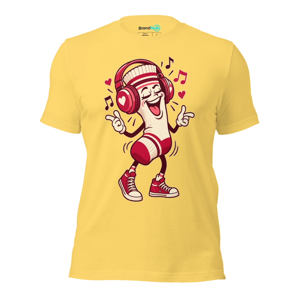 THE SINGLE SOCK HAS EXCELLENT MUSIC TASTE T Shirt Yellow Front