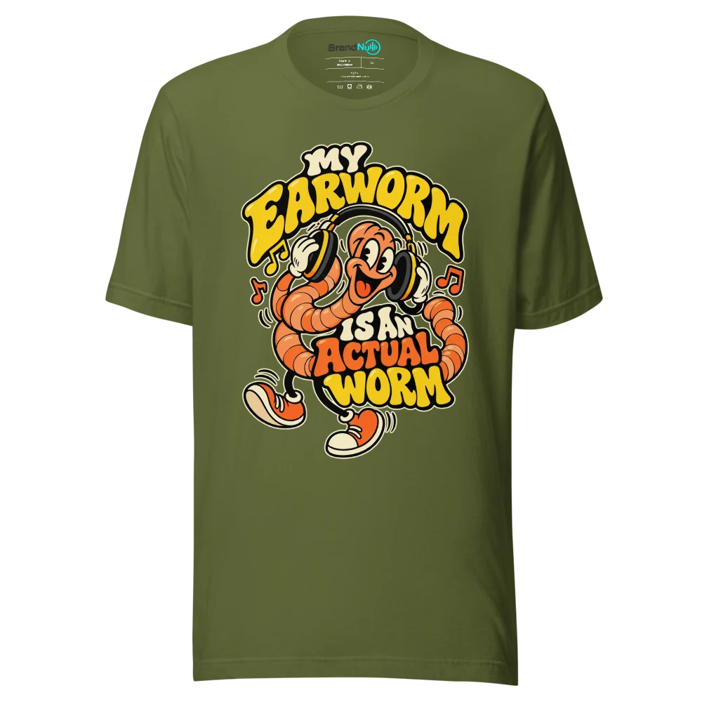 MY EARWORM IS AN ACTUAL WORM T Shirt Olive Front