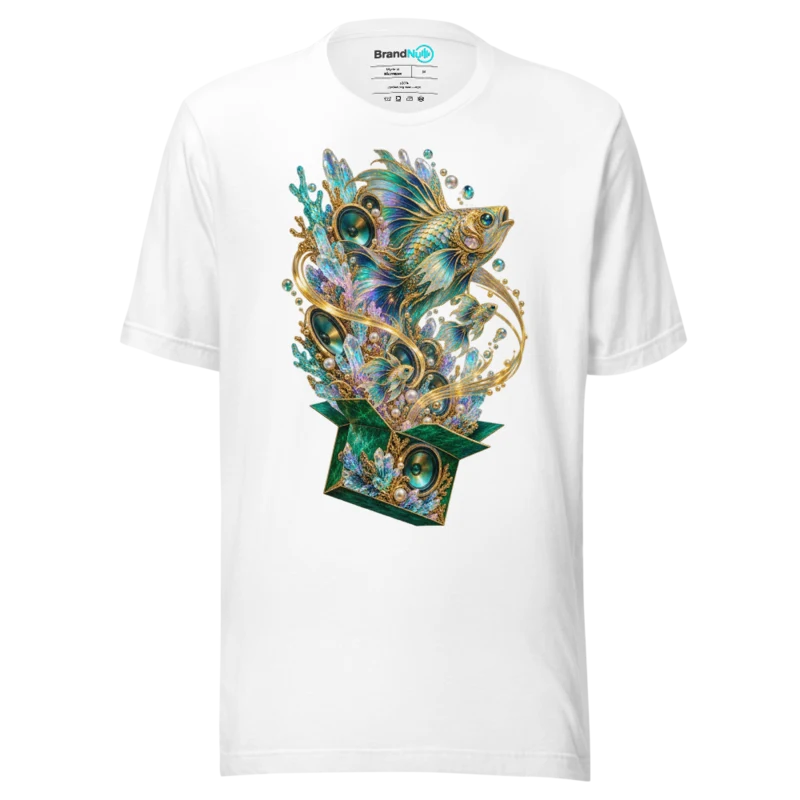 Big Fish Small Fish Cardboard Box T Shirt - Crystal Rave Dance Edition - White