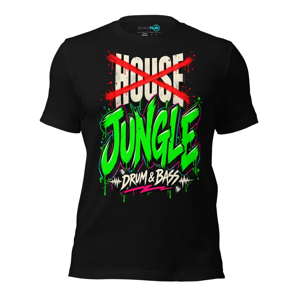 House Cross Jungle Drum and Bass T Shirt Green Rave Strike Edition