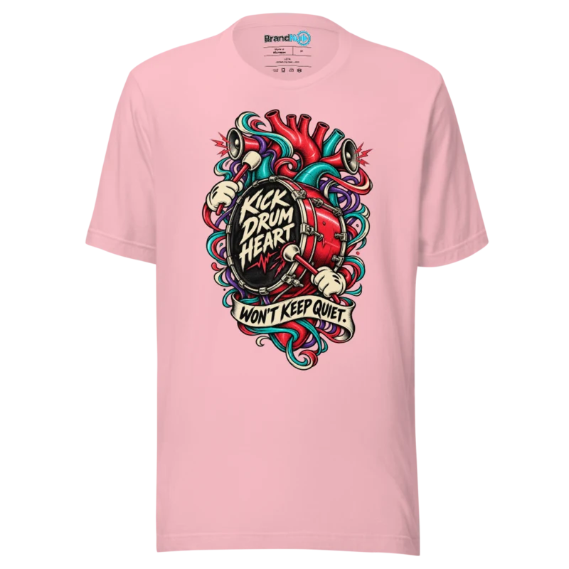 BrandNu Kick Drum Heart Won'T Keep Quiet T-Shirt - Pink - Front