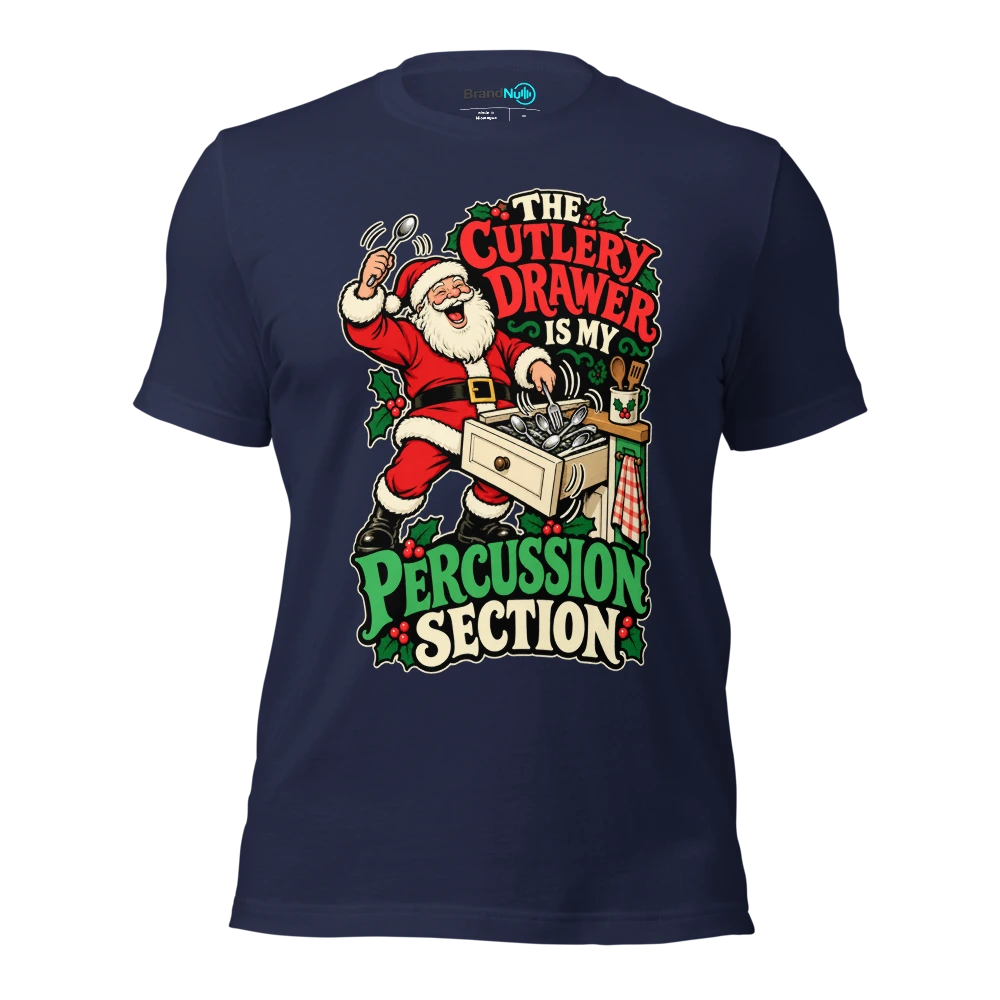 THE CUTLERY DRAWER IS MY PERCUSSION SECTION T Shirt Navy Front