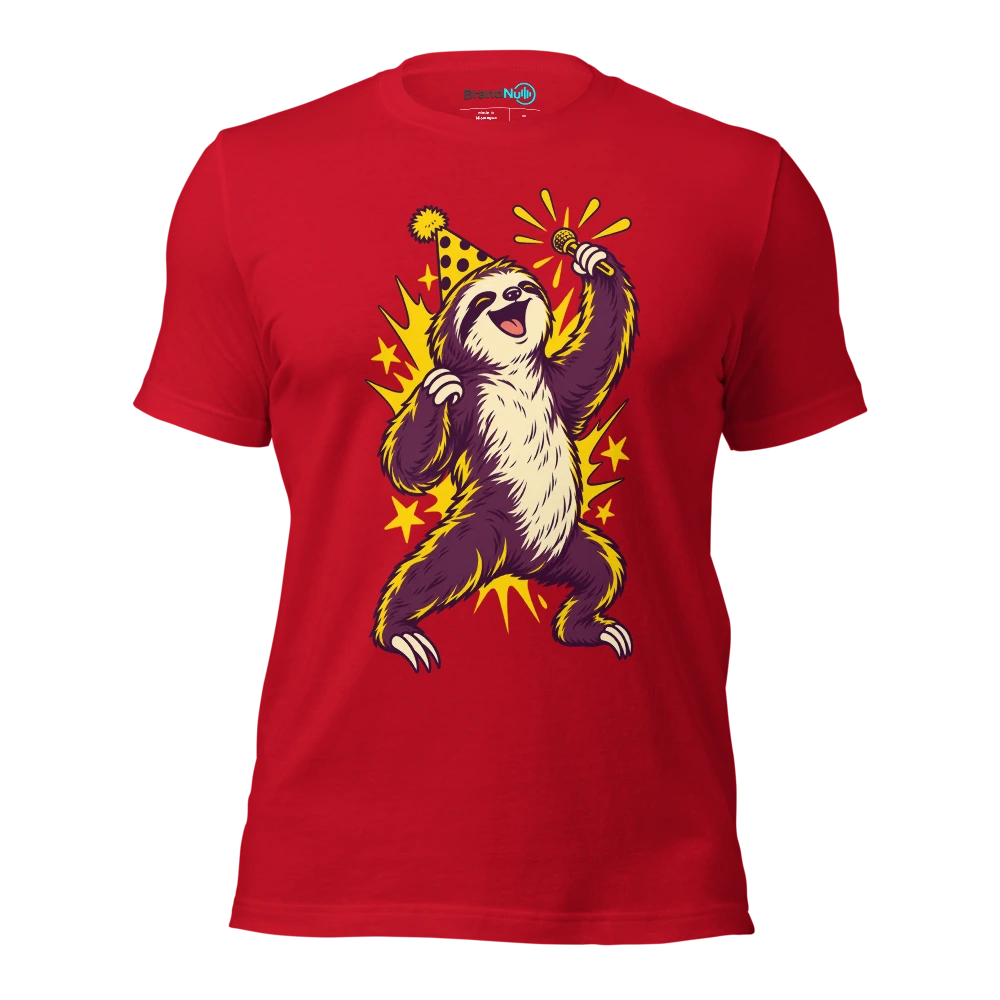 THE PARTY SLOTH HAS BEATEN ME TO LAST ORDERS T Shirt Red Front