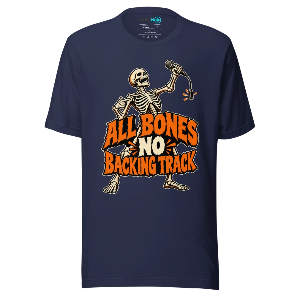 ALL BONES NO BACKING TRACK T Shirt Navy Front