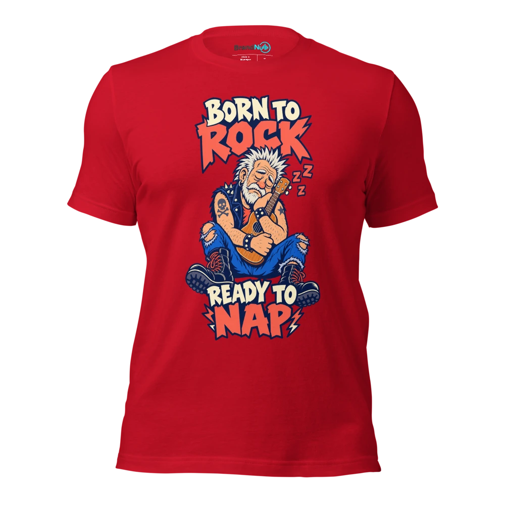 BORN TO ROCK READY TO NAP T Shirt Red Front